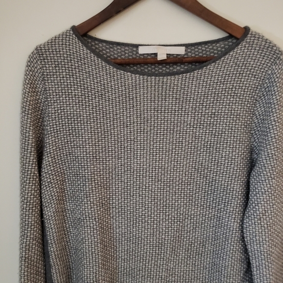 Nordstrom Collection Cashmere Sweatshirt Gray White Scoop Crewneck Size Small - Picture 7 of 11